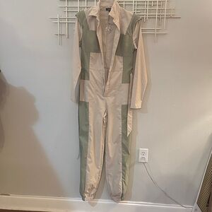 Beige and Green Jumpsuit